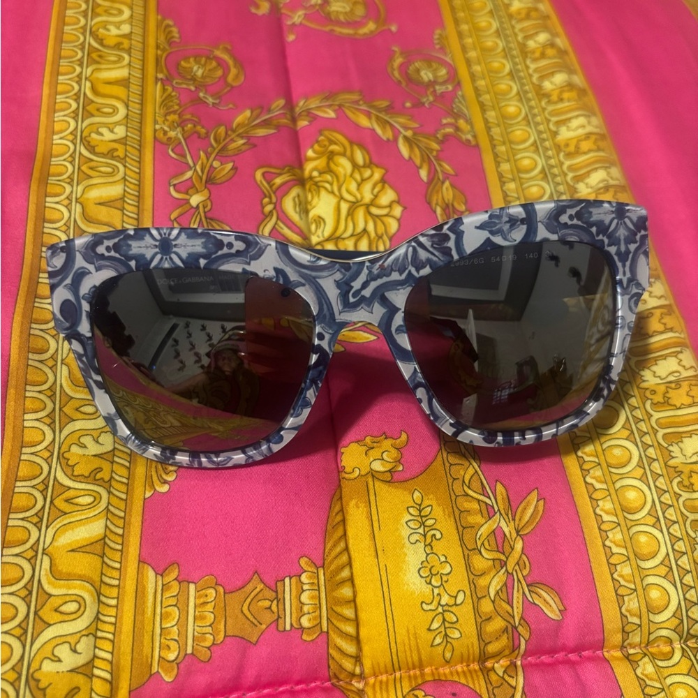 Dolce & Gabbana Blue White Patterned Women’s Sunglasses